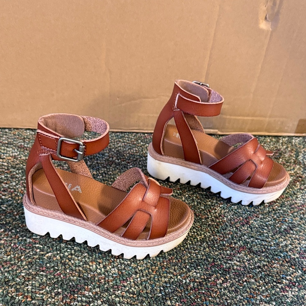 MIA Tan Strappy Sandals with White Platform